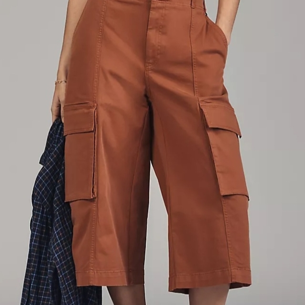 Maeve Long Cargo Bermuda Shorts in Rust